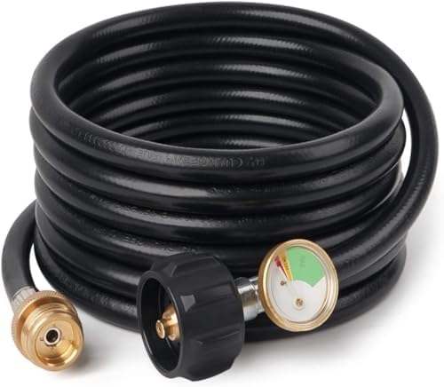 12ft Propane Hose 1lb-20lb with Gauge, Converts 1lb Gear