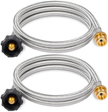 5FT Propane Tank Hose Adapter Stainless Steel Braided 2Pack