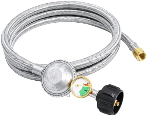 6FT Stainless Steel Braided Propane Regulator with Hose