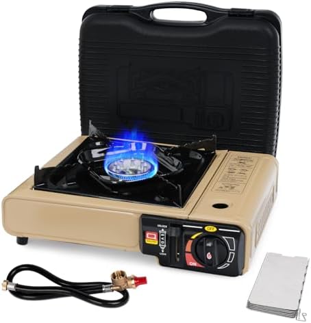 7800 BTUs Portable Butane or Propane Camping Stove, Wind Guard