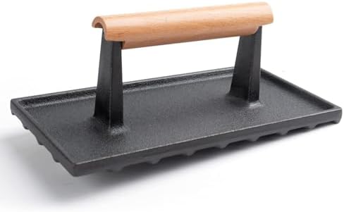 Bacon Press Cast Iron, 8"x4" Rectangle Grill Press