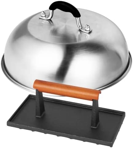 Cast Iron Griddle Press with 12-Inch Melting Dome