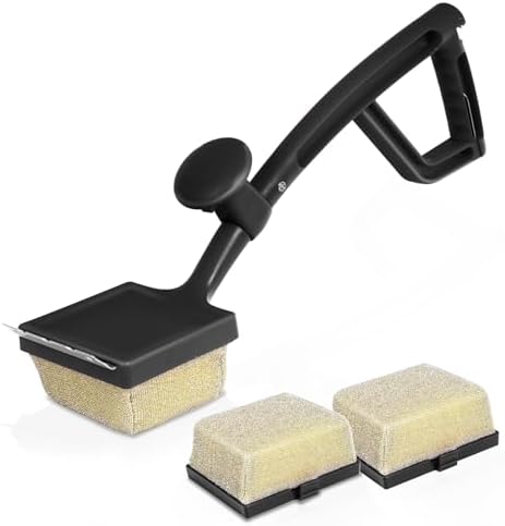 Grill Brush for Outdoor Grill with 2 Replacement Heads, Black