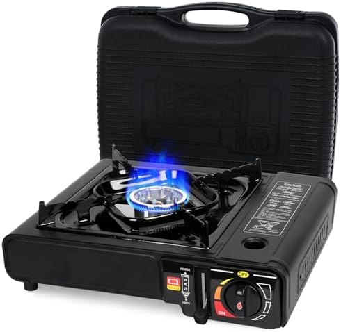 Portable Butane Camping Stove with Carrying Case, 7800 BTUs